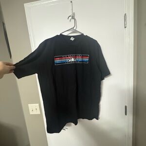 Adidas Men's Black Tee with Colorful Stripe Logo